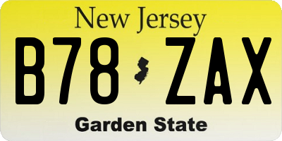NJ license plate B78ZAX