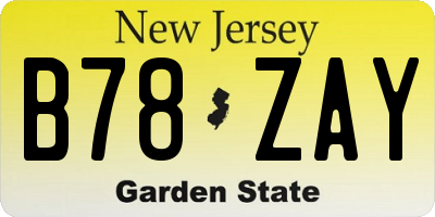 NJ license plate B78ZAY