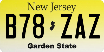NJ license plate B78ZAZ