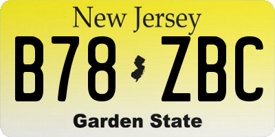 NJ license plate B78ZBC