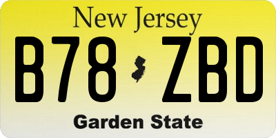 NJ license plate B78ZBD