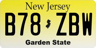 NJ license plate B78ZBW