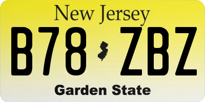 NJ license plate B78ZBZ