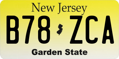 NJ license plate B78ZCA