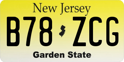 NJ license plate B78ZCG