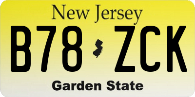 NJ license plate B78ZCK