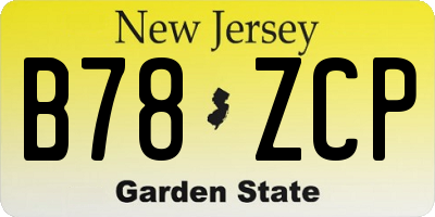 NJ license plate B78ZCP