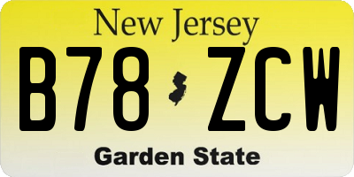 NJ license plate B78ZCW
