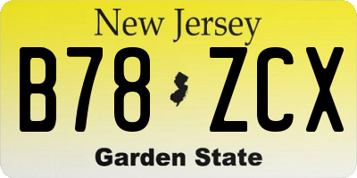 NJ license plate B78ZCX