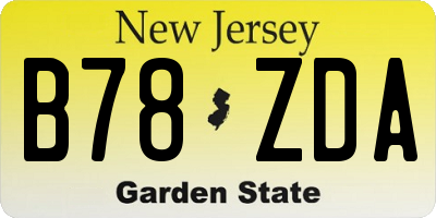 NJ license plate B78ZDA