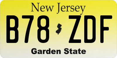 NJ license plate B78ZDF