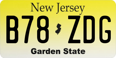 NJ license plate B78ZDG