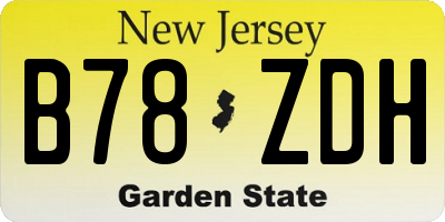NJ license plate B78ZDH
