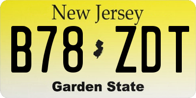 NJ license plate B78ZDT