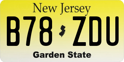 NJ license plate B78ZDU