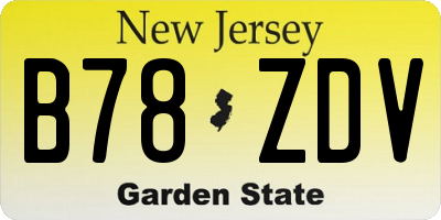 NJ license plate B78ZDV