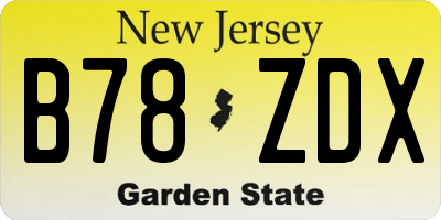 NJ license plate B78ZDX