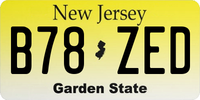 NJ license plate B78ZED