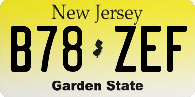 NJ license plate B78ZEF