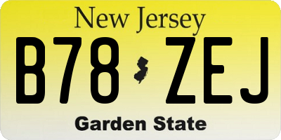 NJ license plate B78ZEJ