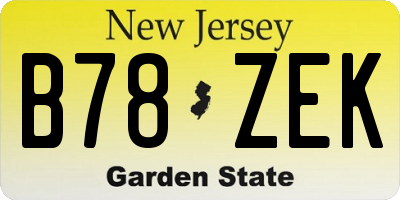 NJ license plate B78ZEK