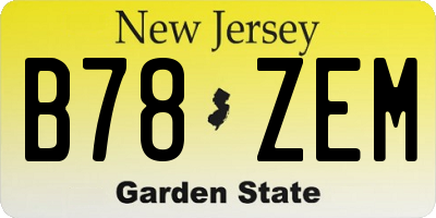 NJ license plate B78ZEM