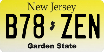 NJ license plate B78ZEN