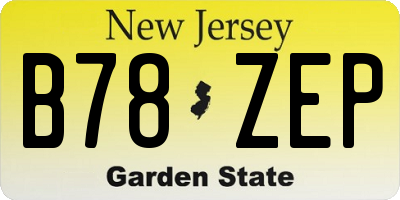 NJ license plate B78ZEP