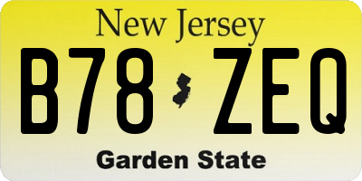 NJ license plate B78ZEQ