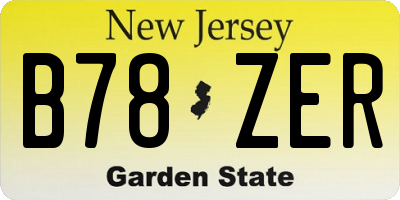 NJ license plate B78ZER