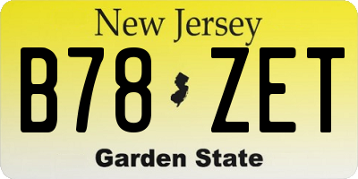 NJ license plate B78ZET