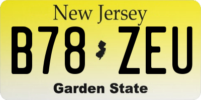 NJ license plate B78ZEU