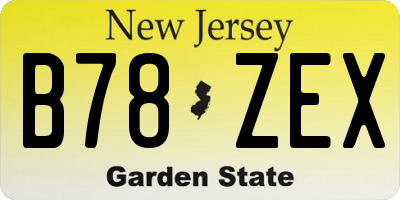 NJ license plate B78ZEX