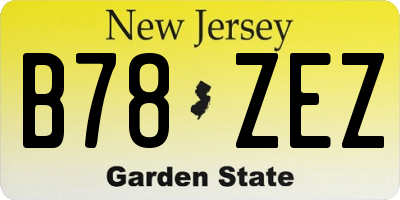 NJ license plate B78ZEZ