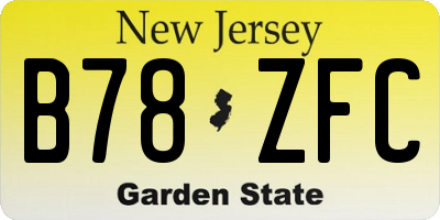 NJ license plate B78ZFC