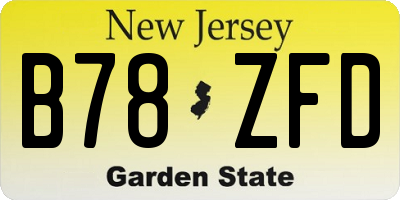 NJ license plate B78ZFD