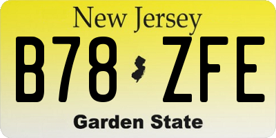 NJ license plate B78ZFE
