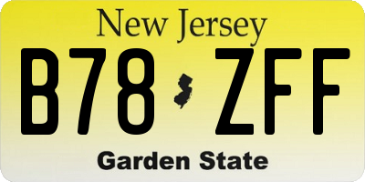 NJ license plate B78ZFF