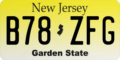 NJ license plate B78ZFG