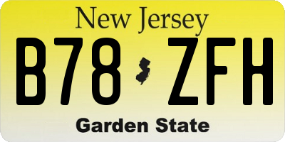 NJ license plate B78ZFH