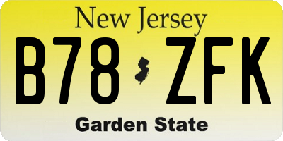 NJ license plate B78ZFK