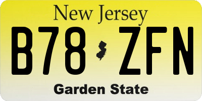 NJ license plate B78ZFN