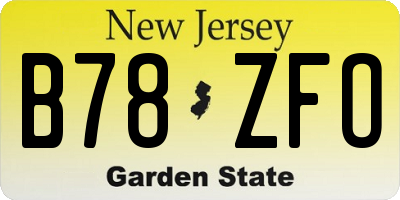 NJ license plate B78ZFO