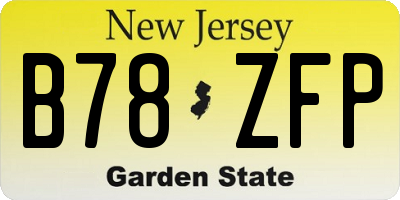NJ license plate B78ZFP