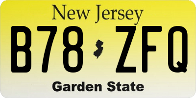 NJ license plate B78ZFQ