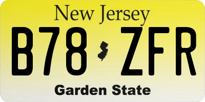 NJ license plate B78ZFR