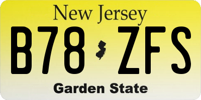 NJ license plate B78ZFS