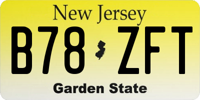 NJ license plate B78ZFT