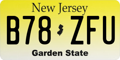 NJ license plate B78ZFU