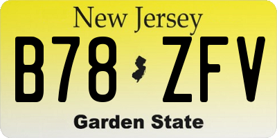 NJ license plate B78ZFV